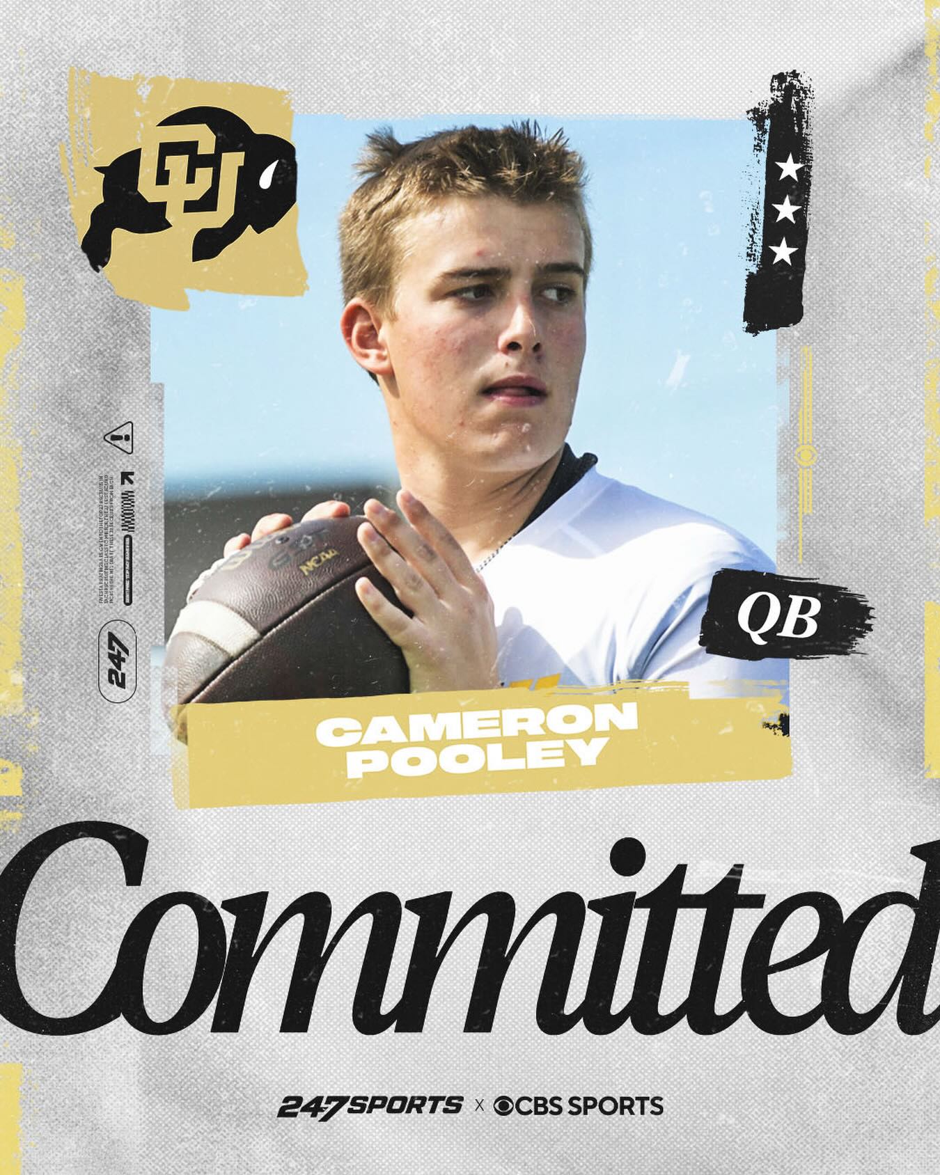 Commitment graphic for quarterback Cameron Pooley to Colorado