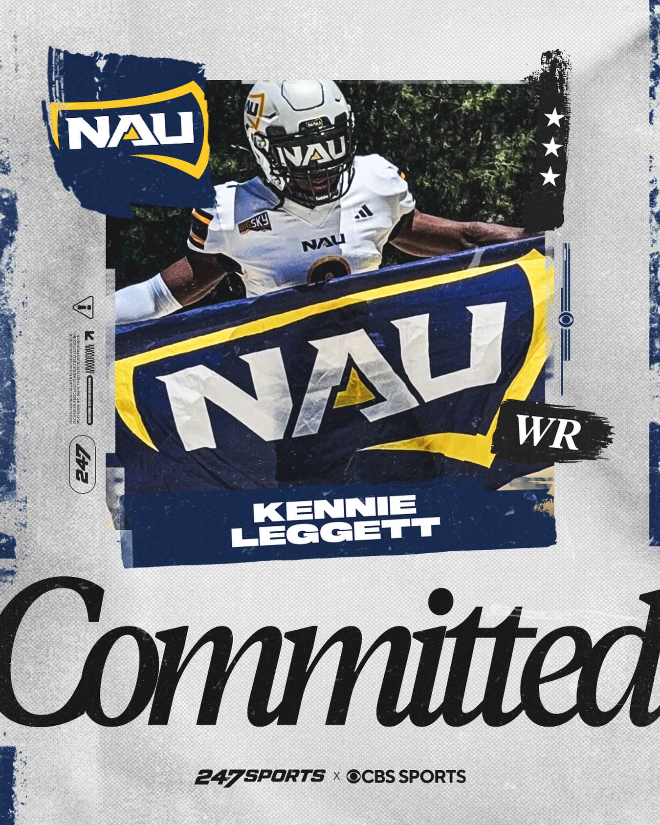 Commitment graphic for wide receiver Kennie Leggett to Northern Arizona